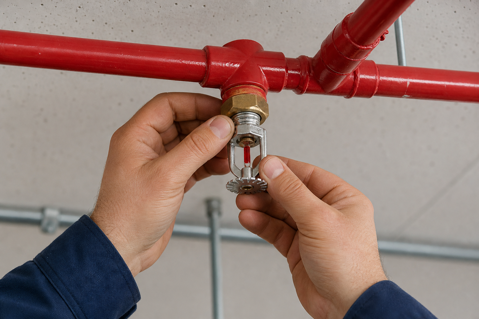 Fire sprinkler installation in progress